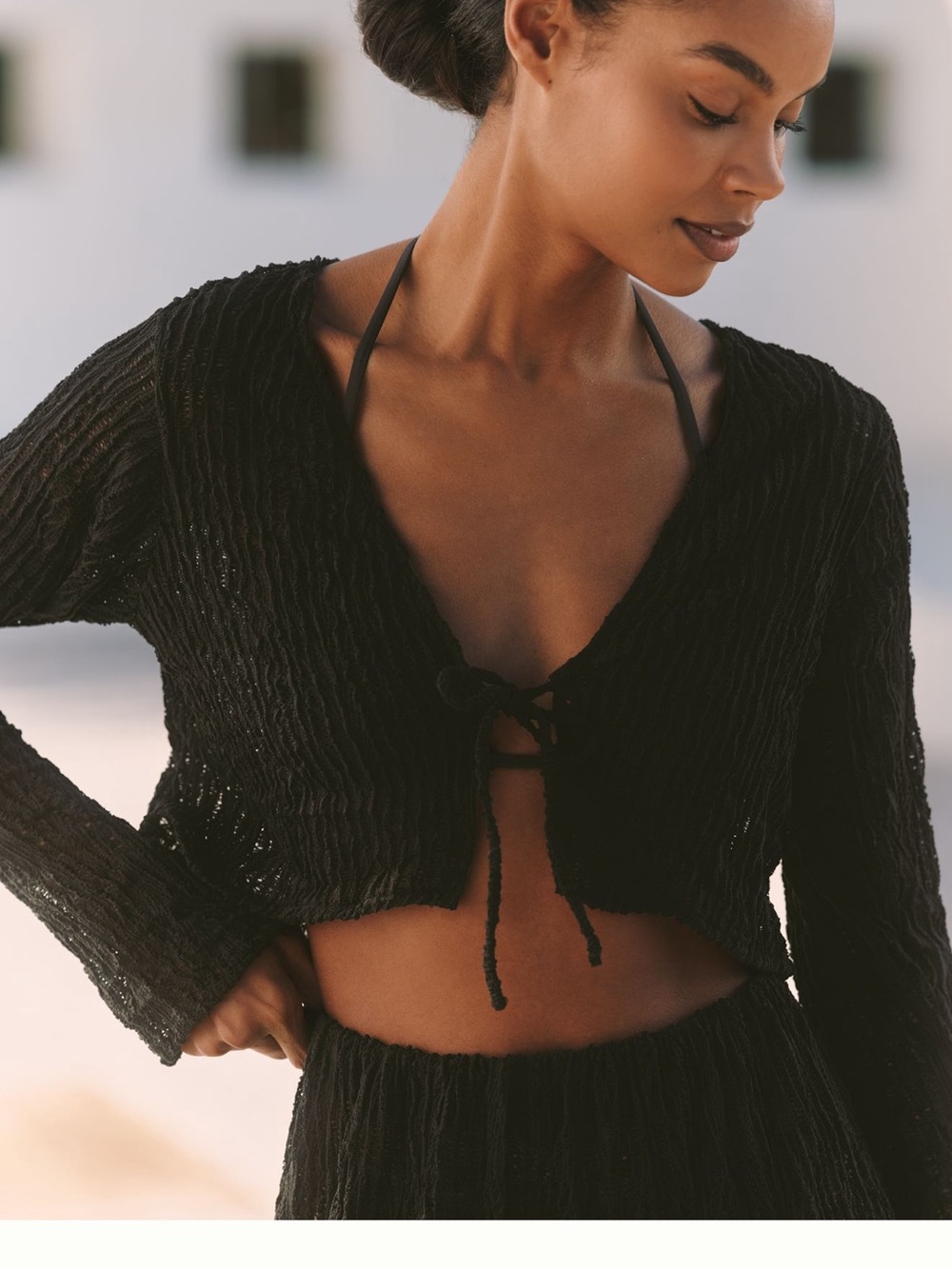 Peixoto jesse tie front crop top and evy linen pant set